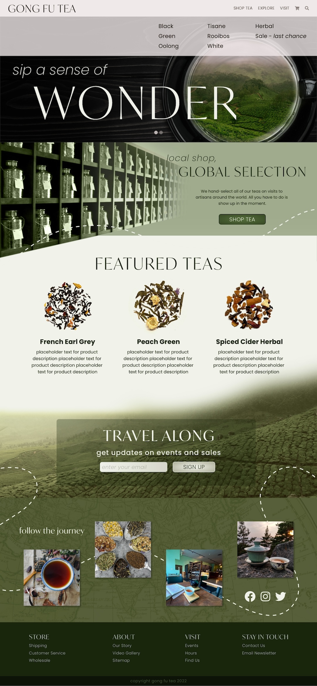 home page with secondary carousel image advertising a close-up photo of spiced cider tea